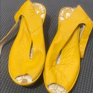 Fly London Yellow slingback, ankle strap Size 10